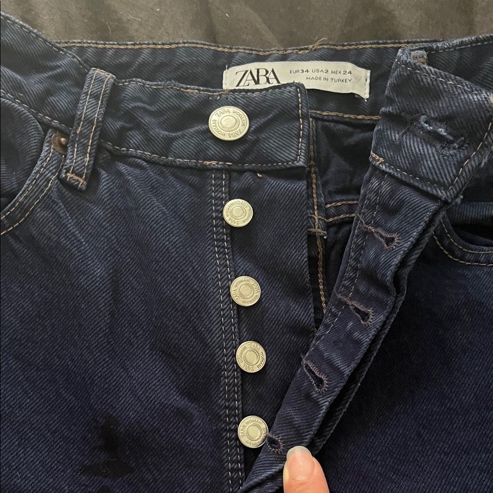 ZARA Dark Blue Denim Jeans (2) - Picture 3 of 7